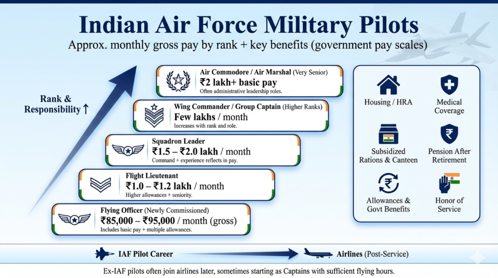 Indian Air Force pilot salary by rank