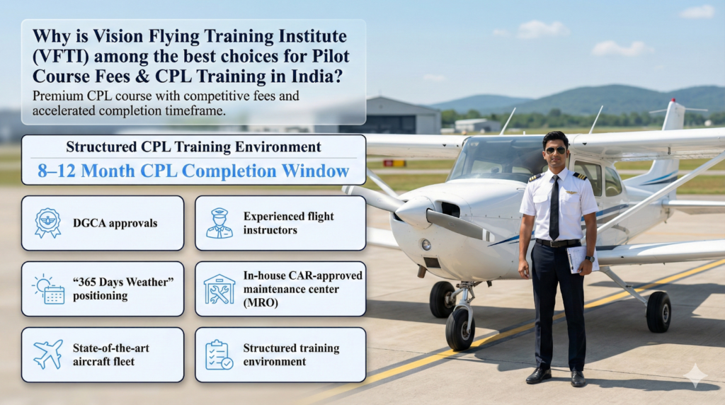 This image features why Vision Flying Training Institute (VFTI) is a top choice for CPL training in India.