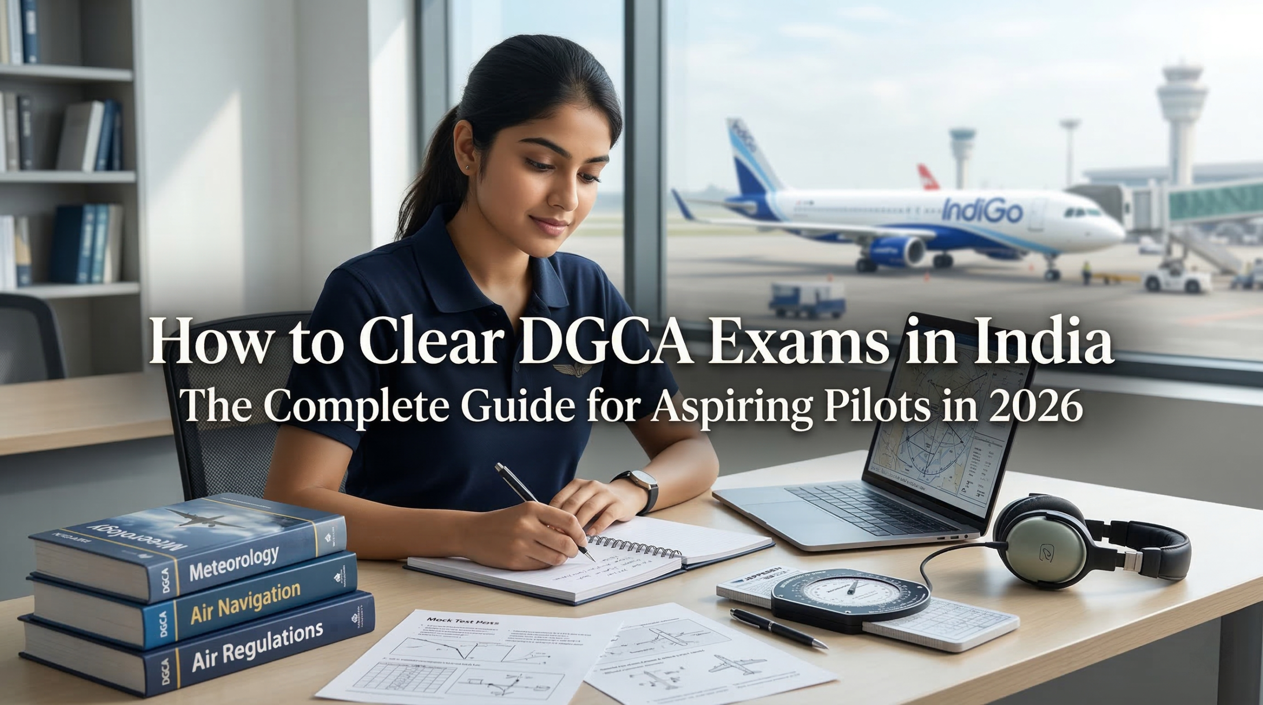 Student studying aviation subjects for DGCA pilot exams in India