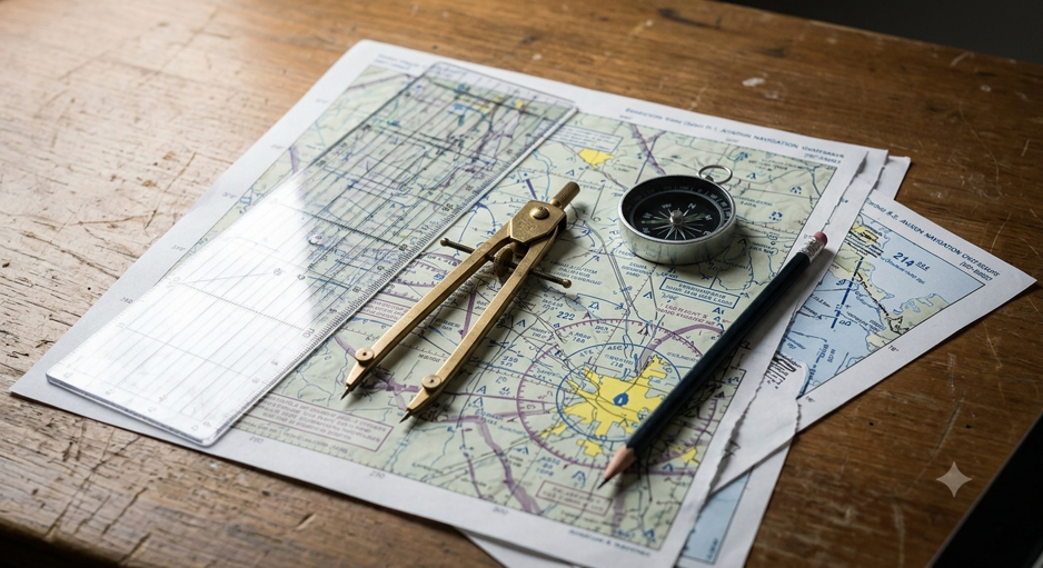 Air navigation chart and flight planning tools for CPL training