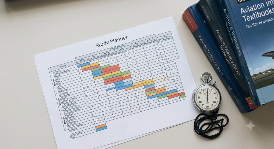 CPL ground training study planner and aviation textbooks
